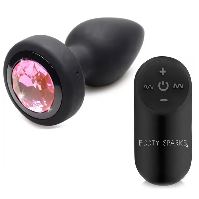 28x Silicone Vibrating Pink Gem Anal Plug With  Remote - Small | XR Brands Male Sex Toys