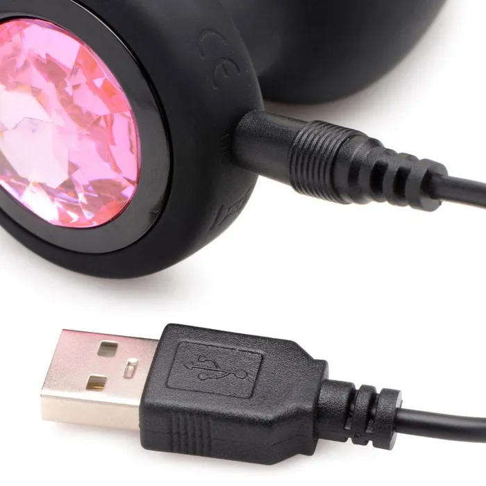 28x Silicone Vibrating Pink Gem Anal Plug With  Remote - Small | XR Brands Male Sex Toys