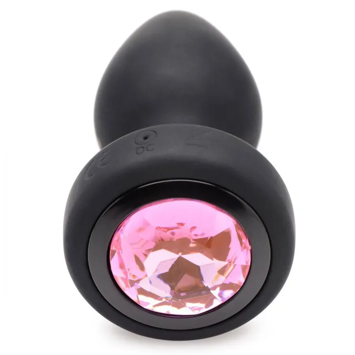 28x Silicone Vibrating Pink Gem Anal Plug With  Remote - Small | XR Brands Male Sex Toys