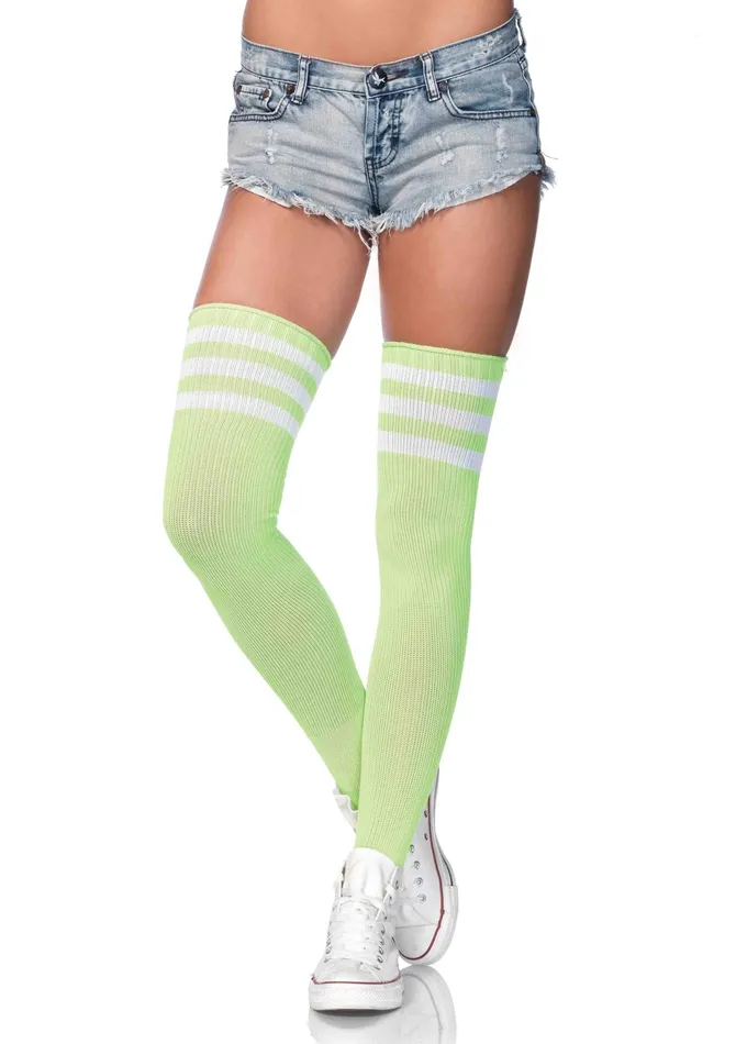 Leg Avenue Male Sex Toys 3 Stripes Athletic Ribbed Thigh Highs One Size