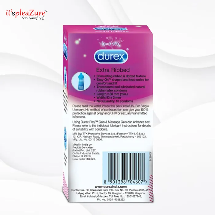 Male Sex Toys | ItspleaZure Durex Extra Ribbed Pack Of 10