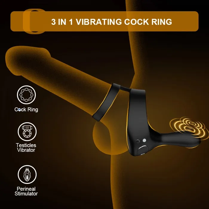 Male Sex Toys | Wireless Remote Control Penis Ring With Penis, Testicles & Vaginal Vibration - Lovetoyshub