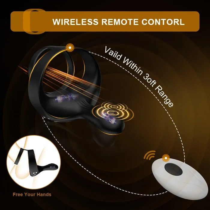 Male Sex Toys | Wireless Remote Control Penis Ring With Penis, Testicles & Vaginal Vibration - Lovetoyshub