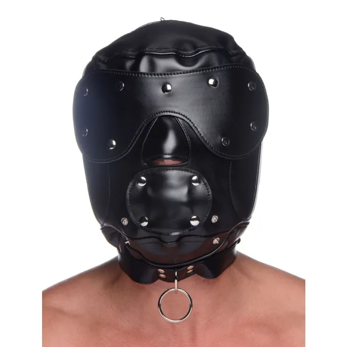 Muzzled Universal BDSM Hood With Removable Muzzle | XR Brands Master Series Male Sex Toys