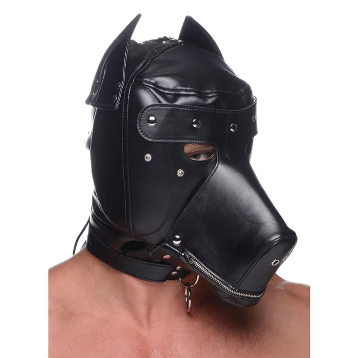 Muzzled Universal BDSM Hood With Removable Muzzle | XR Brands Master Series Male Sex Toys