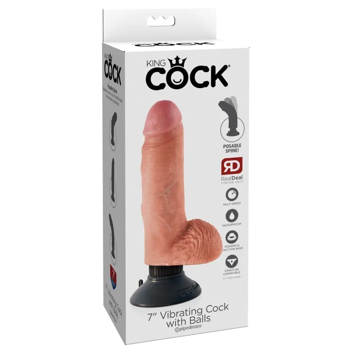 Pipedream Dildos | King Cock 7-Inch Vibrating Cock With Balls - Flesh Pipedream Dildos | King Cock 7-Inch Vibrating Cock With Balls - Flesh