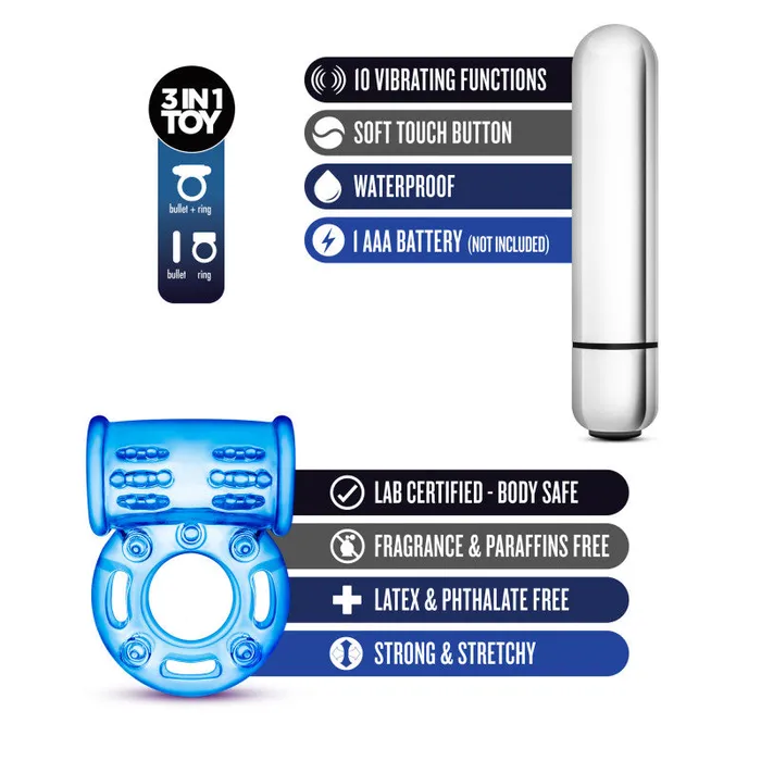 Stay Hard 10-Function Vibrating Bull Ring-(bl-77902) | Blush Novelties Male Sex Toys Stay Hard 10-Function Vibrating Bull Ring-(bl-77902) | Blush Novelties Male Sex Toys
