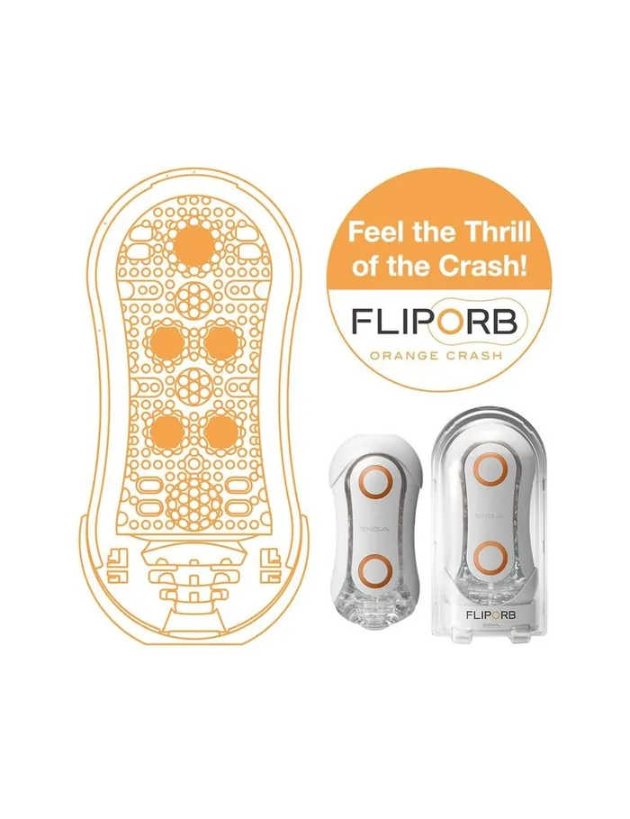 Tenga NEW Tenga Flip Orb Orange Crash Stimulation 7'' Men Masturbator Sex Toy | Male Sex Toys