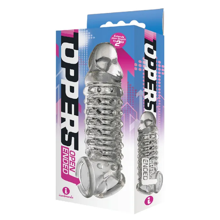 The 9's Toppers Open Ended - Clear Penis Extension Sleeve - IC2675-2 | Icon Brands Male Sex Toys