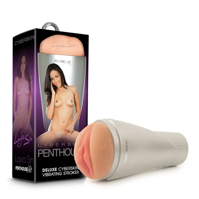 Topco Male Sex Toys Penthouse Deluxe Cyberskin Vibrating Stroker Layla Sin