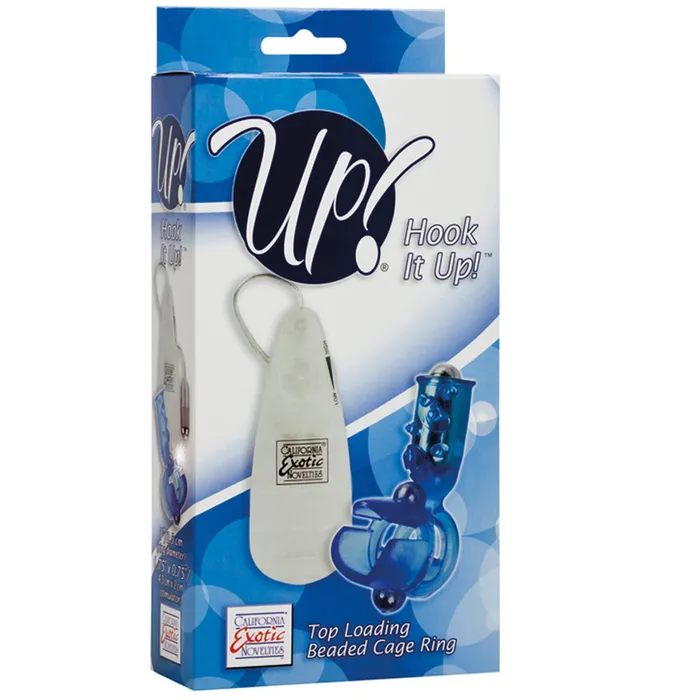 California Exotic Up Hook It Up Top Loading Beaded Cage Ring Blue California Exotic Male Sex Toys