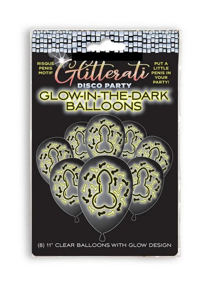 Candyprints Party Glitterati Penis Glow In The Dark Ballons Male Sex Toys