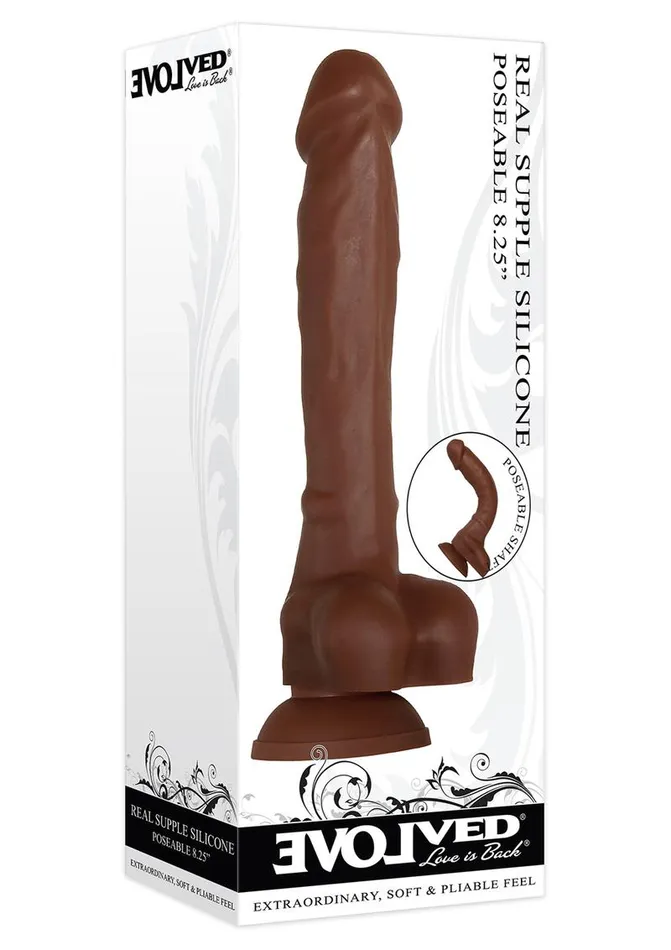 Dildos Evolved Real Supple Poseable Silicone Dildo with Balls