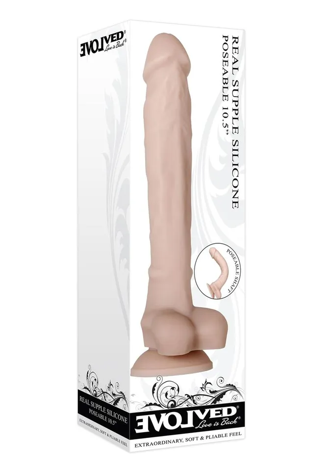 Dildos Evolved Real Supple Poseable Silicone Dildo with Balls