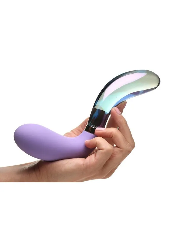 Dildos Prisms VibraGlass 10x Pari Duel End Wavy Rechargeable SiliconeGlass Vibrating Dildo Prisms