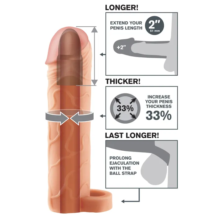 Fantasy XTensions Perfect Extension 2 inch with Ball Strap Flesh Pipe Dreams Male Sex Toys