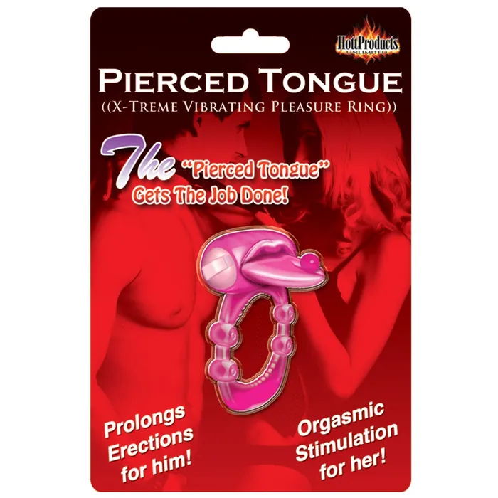 GWorld Male Sex Toys Pierced Tongue Xtreme Vibrating Pleasure Ring Magenta