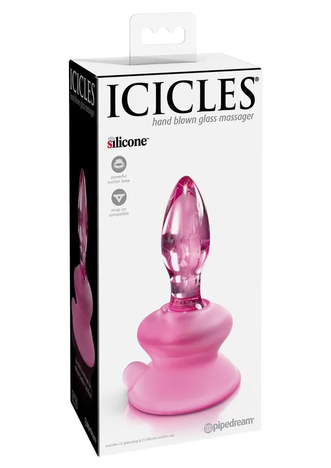 Icicles No 90 Glass Anal Plug with Bendable Silicone Suction Cup Icicles Male Sex Toys