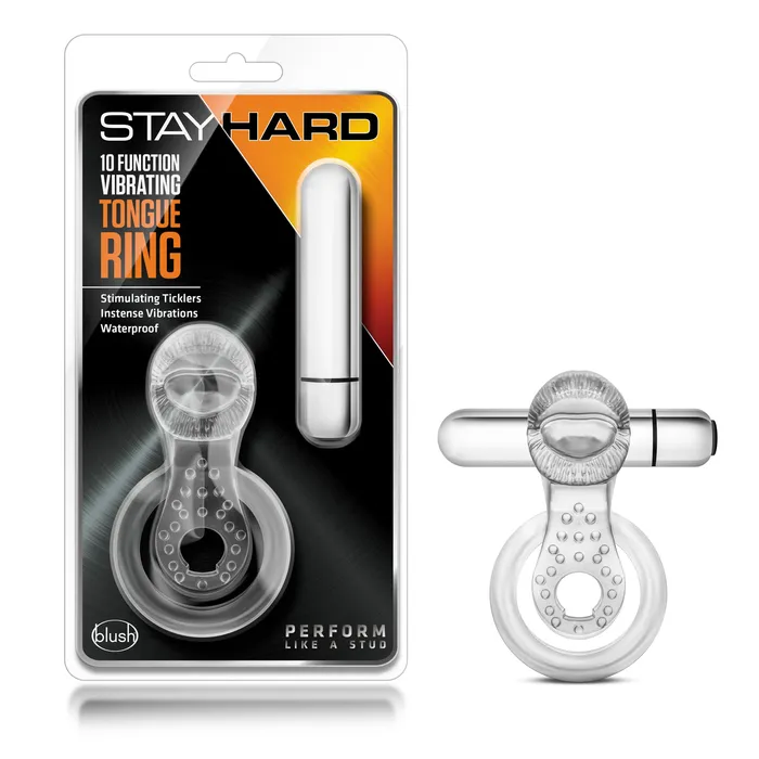Male Sex Toys Blush Novelties Stay Hard 10 Function Vibrating Tongue Ring Clear