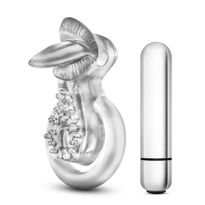 Male Sex Toys Blush Novelties Stay Hard 10 Function Vibrating Tongue Ring Clear