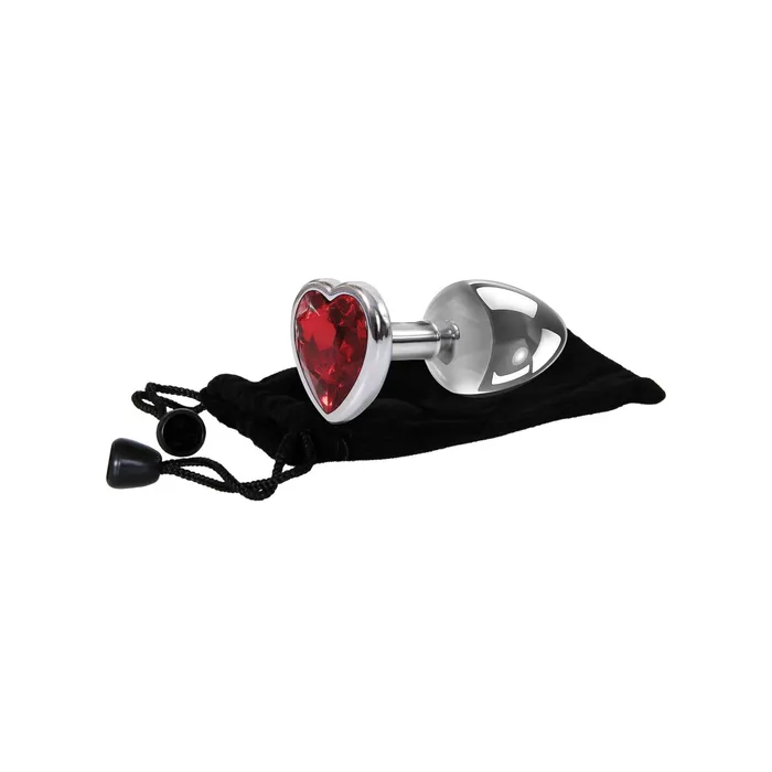 Male Sex Toys Curve Toys Adam Eve Red Heart Gem Anal Plug Medium RedChrome