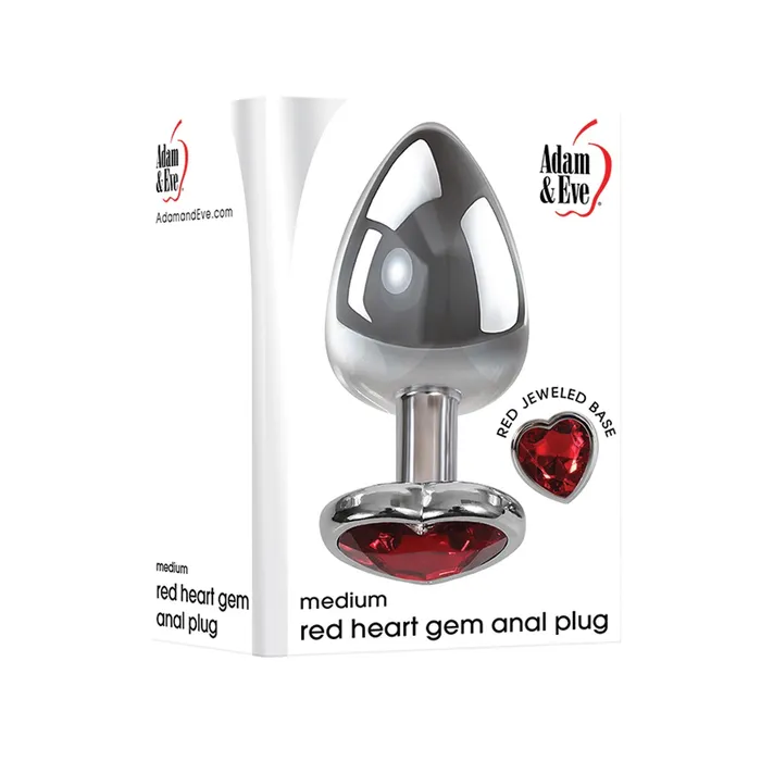 Male Sex Toys Curve Toys Adam Eve Red Heart Gem Anal Plug Medium RedChrome