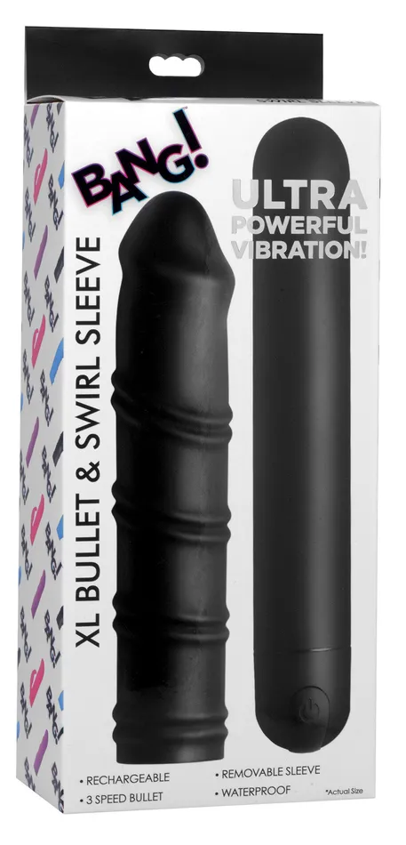 Male Sex Toys XR Brands Xl Bullet and Swirl Sleeve Black