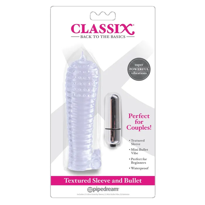 Pipedream Classix Textured Sleeve Bullet Clear Male Sex Toys