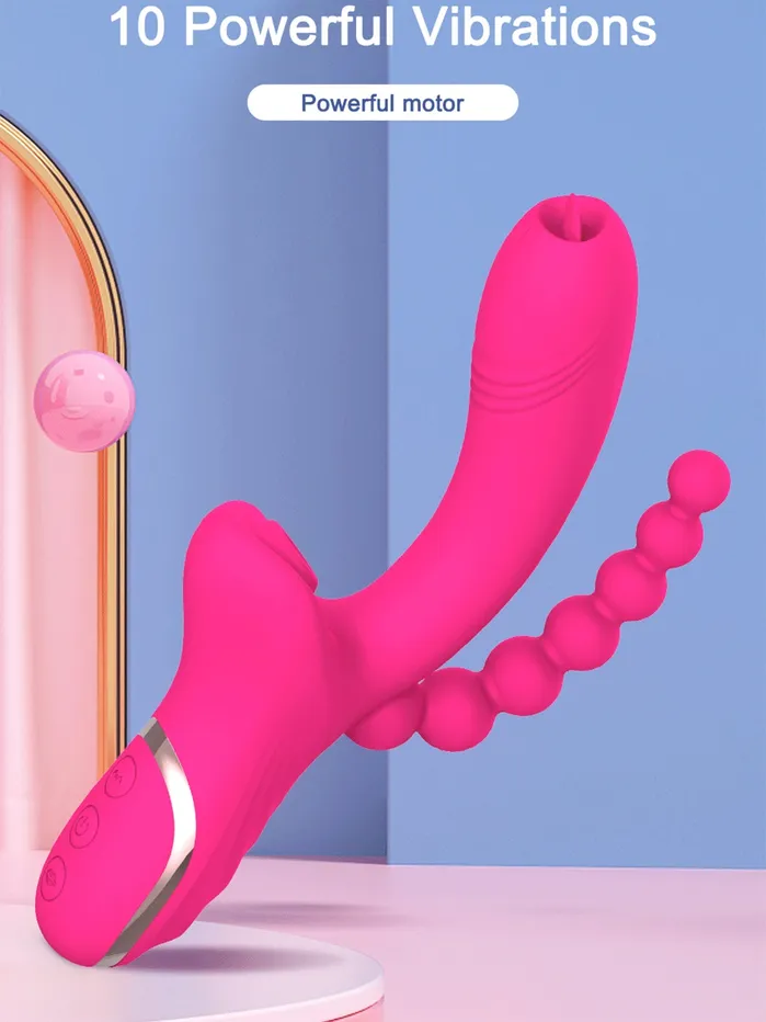 Powerful Multiuse Sucking Licking Vibrator With Anal Beads Onion Toy Male Sex Toys Powerful Multiuse Sucking Licking Vibrator With Anal Beads Onion Toy Male Sex Toys