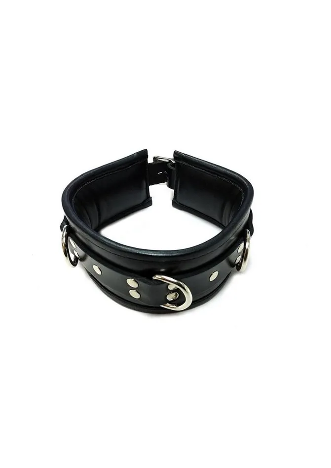 Rouge Male Sex Toys Rouge 3 DRing Padded Leather Adjustable Collar