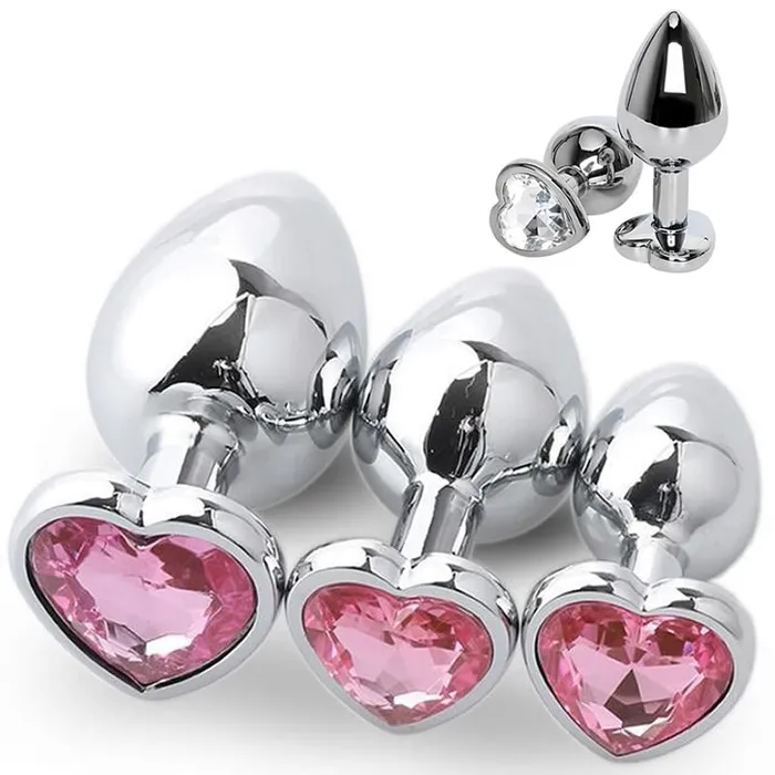 sex toys for us Male Sex Toys 3 Size Anal Plug Heart Stainless Steel Crystal Anal Plug Removable sex toys for us Male Sex Toys 3 Size Anal Plug Heart Stainless Steel Crystal Anal Plug Removable