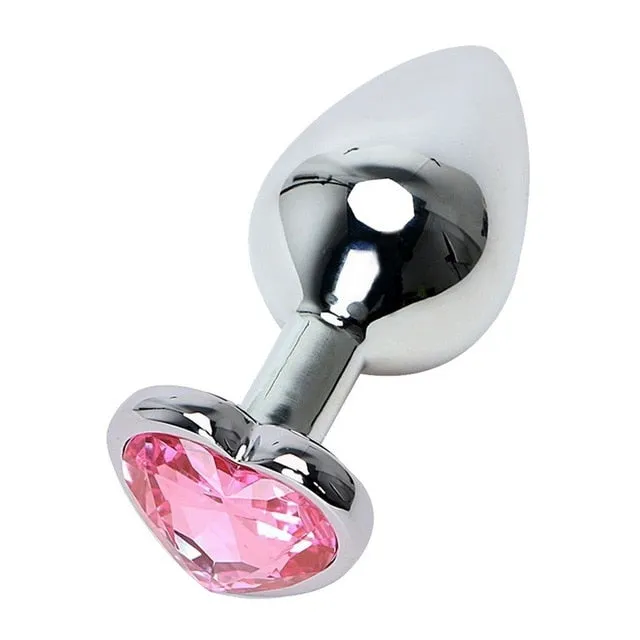 sex toys for us Male Sex Toys 3 Size Anal Plug Heart Stainless Steel Crystal Anal Plug Removable