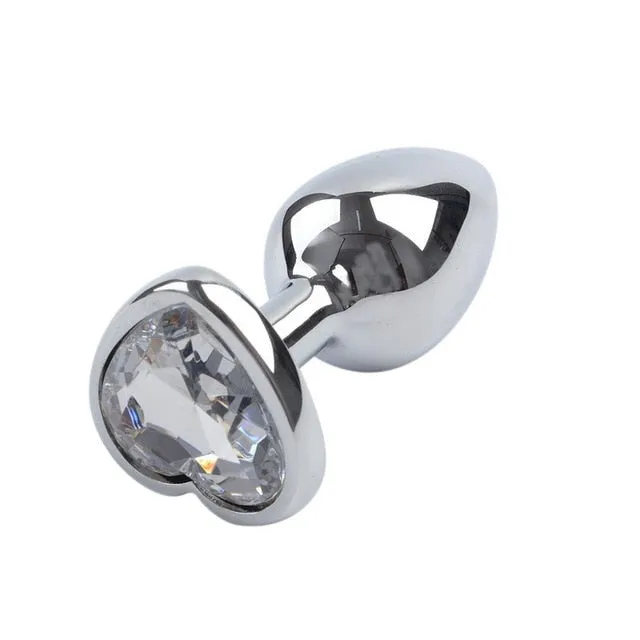 sex toys for us Male Sex Toys 3 Size Anal Plug Heart Stainless Steel Crystal Anal Plug Removable