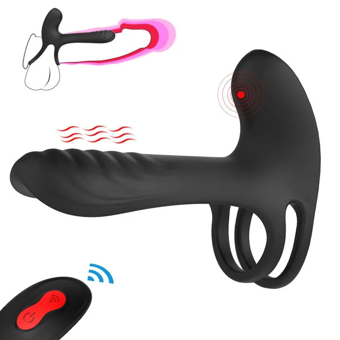 sex toys for us Male Sex Toys Vibrating Cock Ring Dual Penis Ring With Tongue Clitoral Stimulator