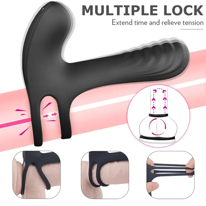 sex toys for us Male Sex Toys Vibrating Cock Ring Dual Penis Ring With Tongue Clitoral Stimulator
