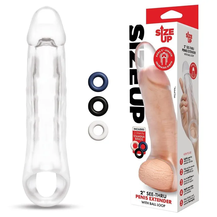 Size Up 2 Inch SeeThru Penis Extender with Ball Loop Clear 5 cm Xgen Products Male Sex Toys Size Up 2 Inch SeeThru Penis Extender with Ball Loop Clear 5 cm Xgen Products Male Sex Toys
