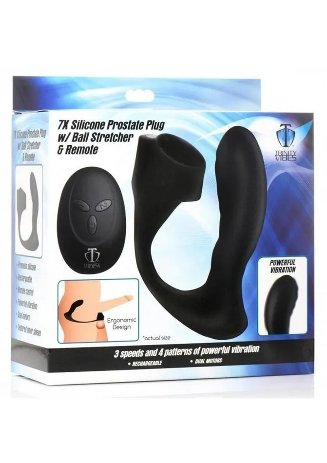 Trinity Men 7x Silicone Prostate Plug with Ball Stretcher and Remote Control Trinity Men Male Sex Toys