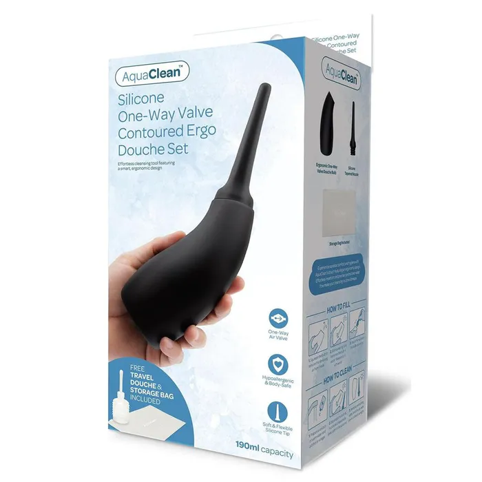 Xgen Products Male Sex Toys AquaClean Silicone 1Way Valve Contoured Ergo Douche Set 190 ml Capacity with Free Travel Douche Included Xgen Products Male Sex Toys AquaClean Silicone 1Way Valve Contoured Ergo Douche Set 190 ml Capacity with Free Travel Douche Included