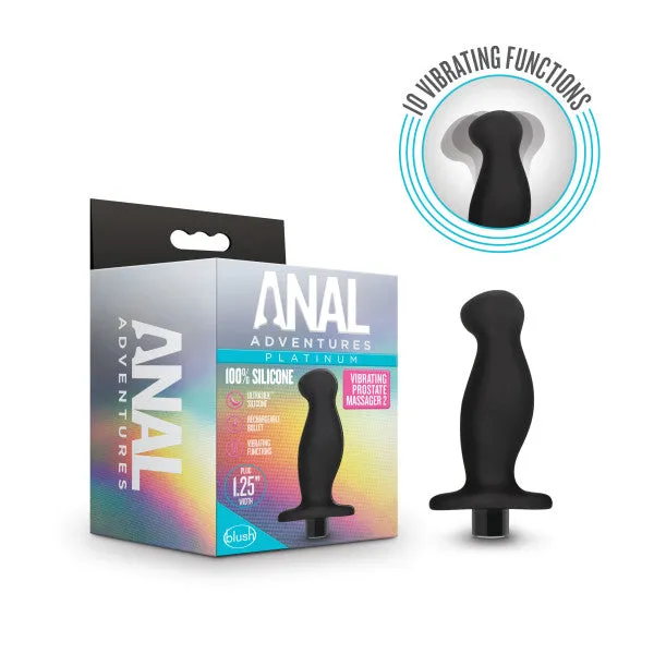 Anal Adventures Platinum Silicone Vibrating Prostate Massager 02 Black Blush Novelties Male Sex Toys Anal Adventures Platinum Silicone Vibrating Prostate Massager 02 Black Blush Novelties Male Sex Toys