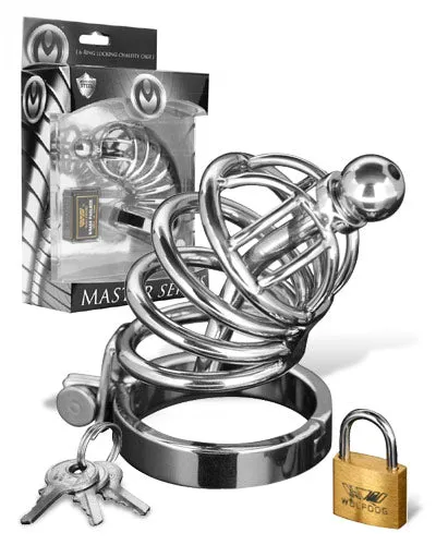 Master Series Male Sex Toys Master Series Asylum 4 Ring Locking Chastity Cage Master Series Male Sex Toys Master Series Asylum 4 Ring Locking Chastity Cage