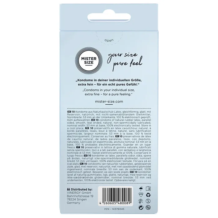 Mister Size Male Sex Toys Mister Size 53mm Your Size Pure Feel Condoms 10 Pack Mister Size Male Sex Toys Mister Size 53mm Your Size Pure Feel Condoms 10 Pack