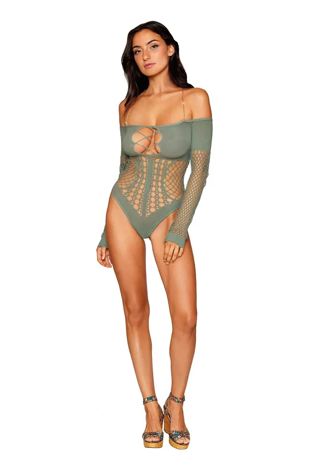 Long Sleeve Teddy One Size Sage Dreamgirl Male Sex Toys