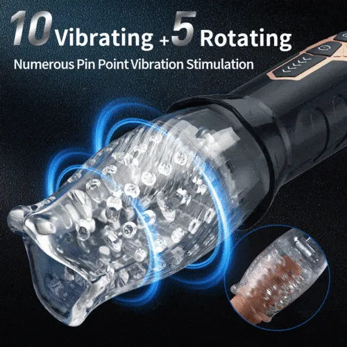 Male Sex Toys NyoKii Pre Order 5 Rotating 10 Vibrating Transparent Sleeve Oral Sex Cup