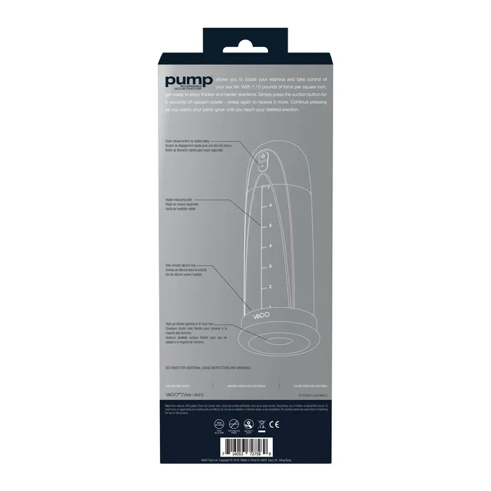 Male Sex Toys VeDO VeDO Pump Rechargeable Vacuum Penis Pump
