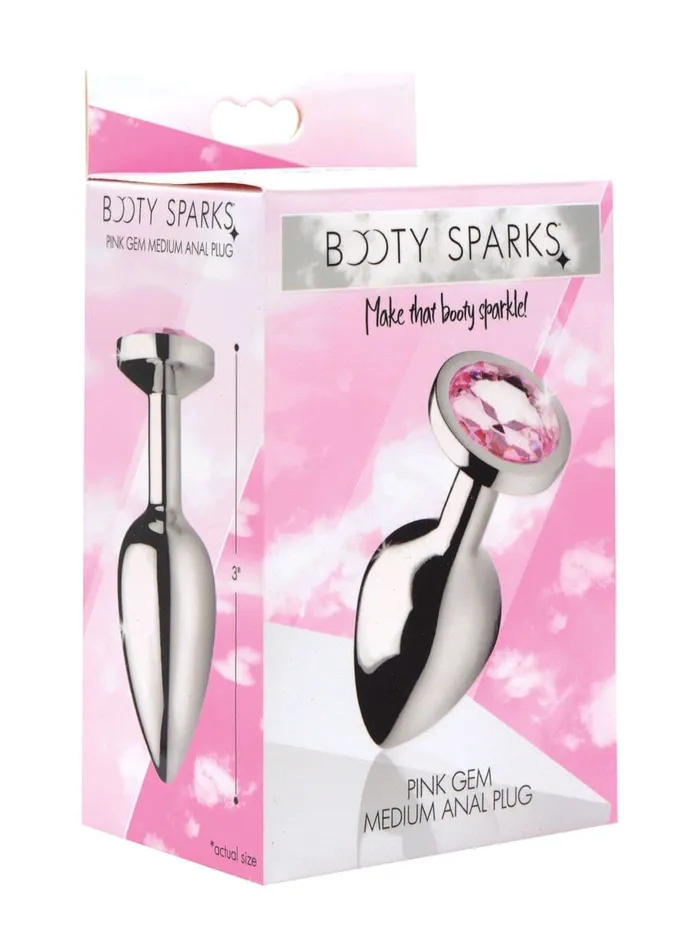 Male Sex Toys XR Brands Booty Sparks Pink Gem Anal Plug Medium