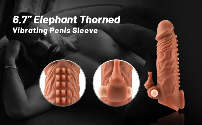 NyoKII Elephant Thorned Vibrating Penis Sleeve PS01 Male Sex Toys