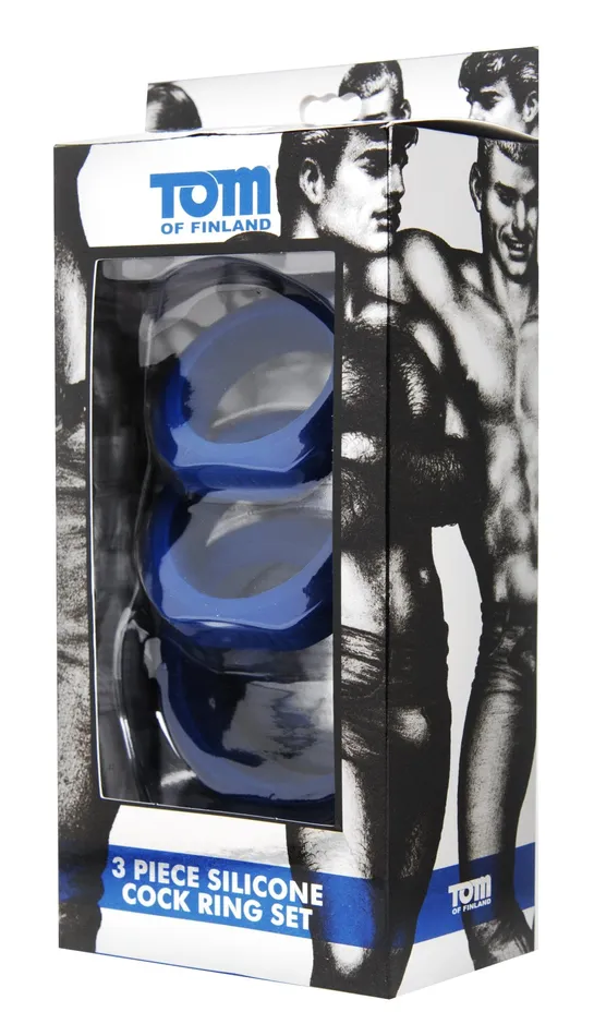 Tom of Finland 3 Pieces Silicone Cock Ring Set XR Brands Tom of Finland Male Sex Toys
